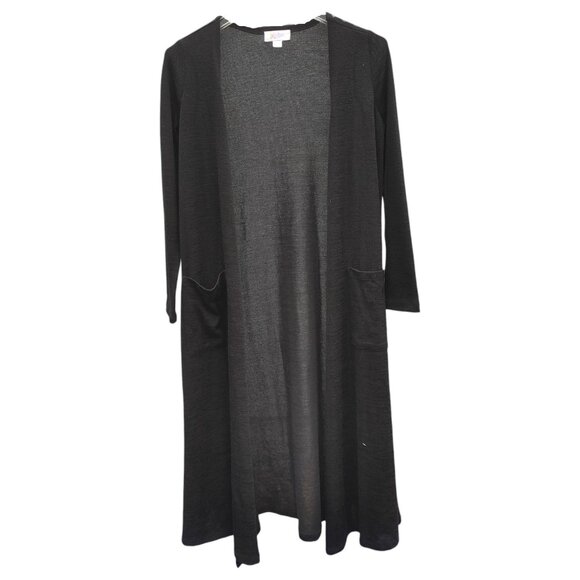 LuLaRoe Black Sarah Cardigan Long Duster Pockets Oversized Size XS extra-small - Picture 1 of 5